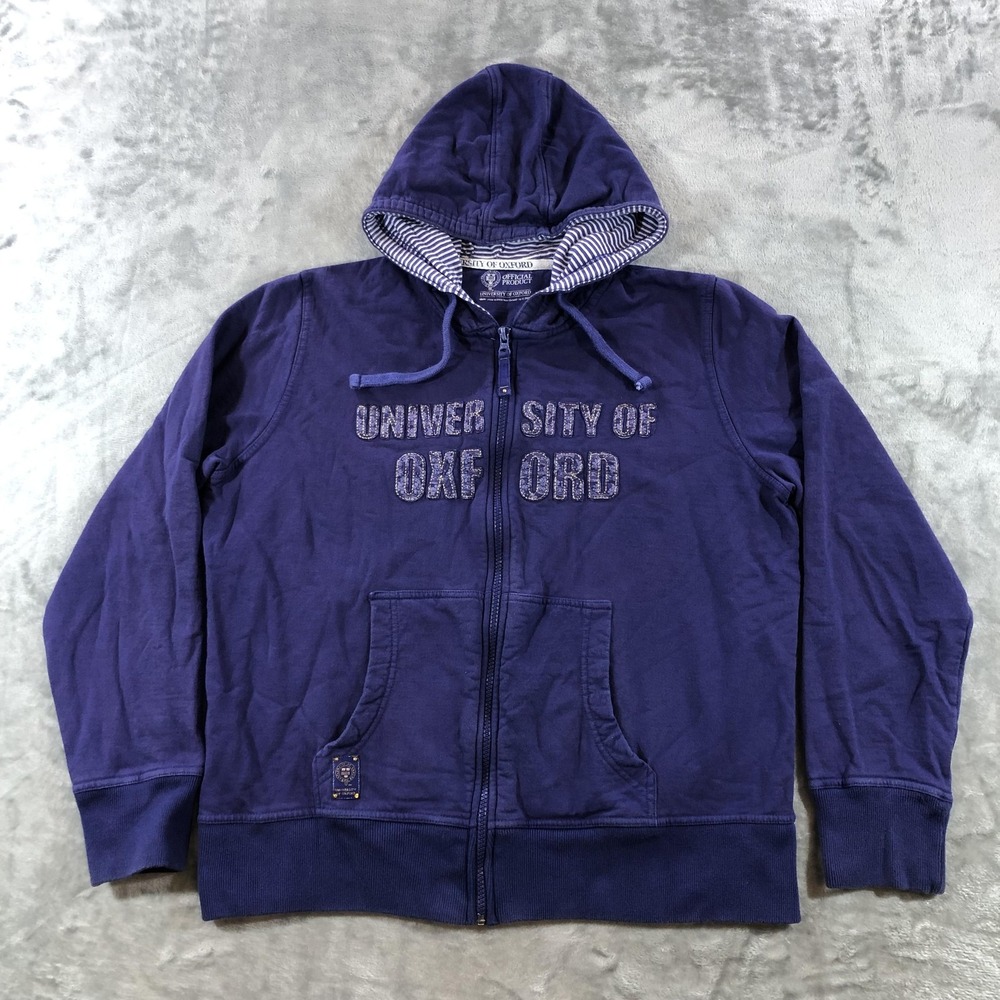 University Of Oxford Hoodie Sweatshirt Womens Large Purple Full Zip Fleece Logo
